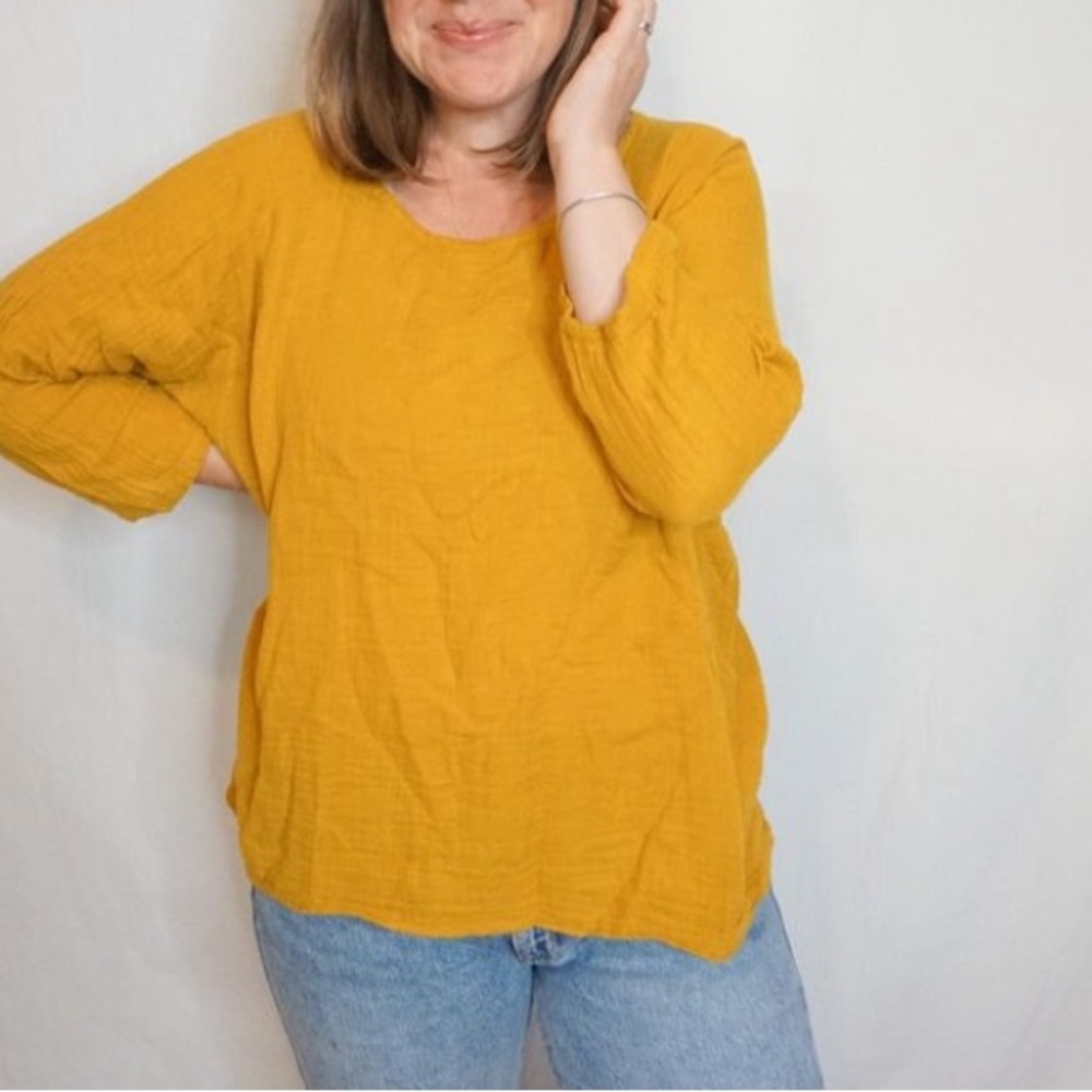 prairie underground third wave top 100% cotton pretty mustard oversized medium